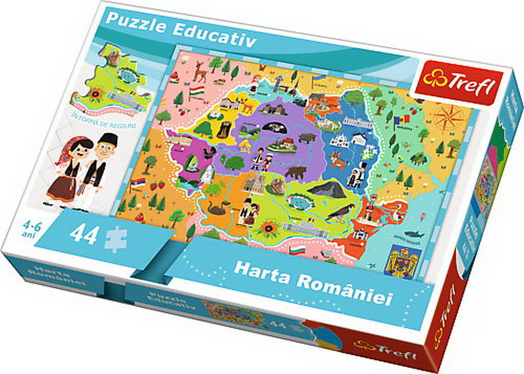 Puzzle Educational cu harta Romaniei Trefl  