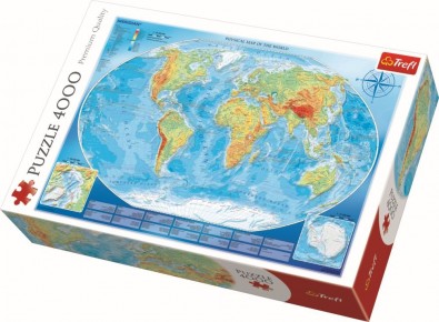 Puzzle Harta fizica a lumii Trefl 4000